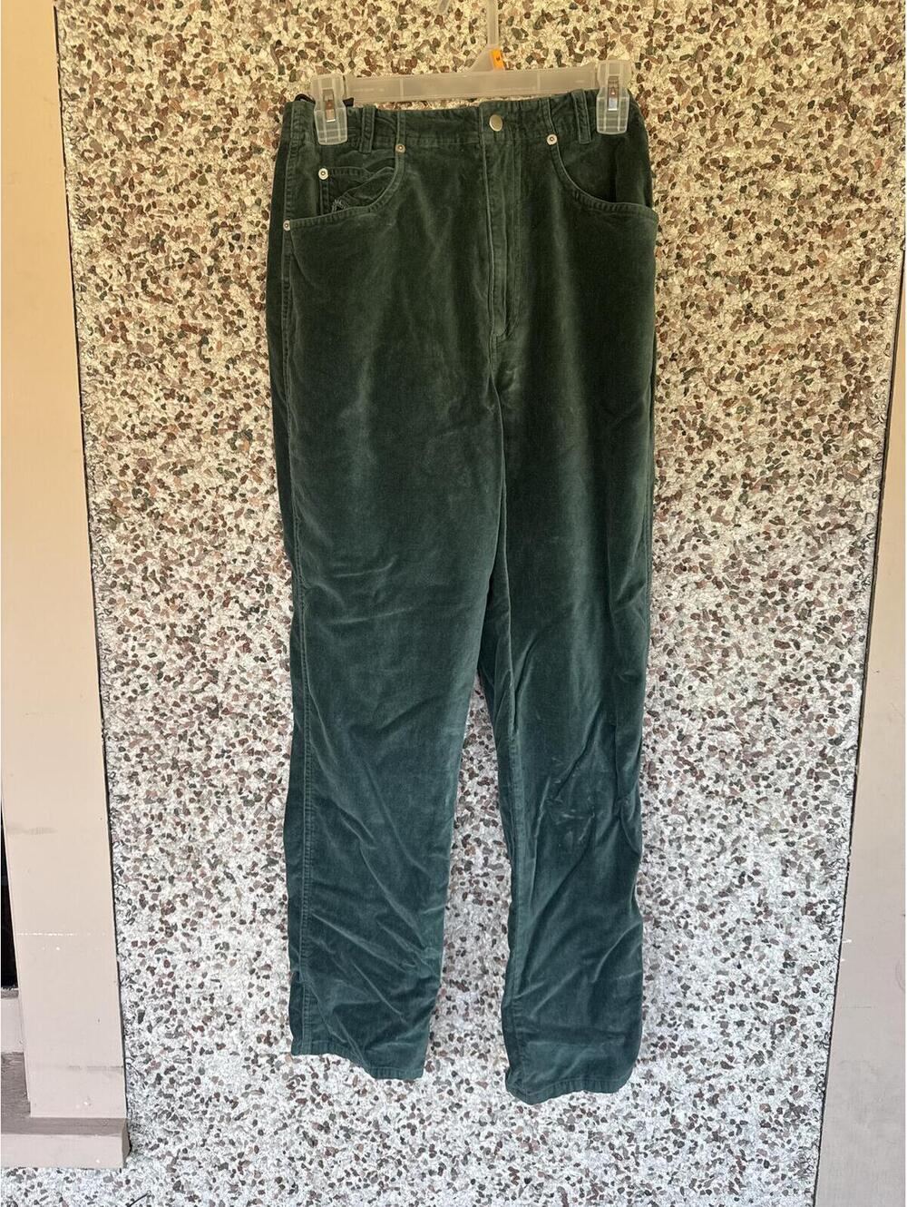Vintage J. Jill Forest Green Velvet Pants Size 8 100% Cotton 5-Pocket 90s